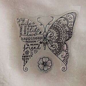 Intricate Black Butterfly Design Stamp